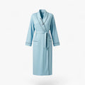 Damen-Peignoir aus Baumwolle – Lang, hellblau, mit Schalkragen