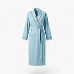Damen-Peignoir aus Baumwolle – Lang, hellblau, mit Schalkragen