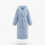 Damen-Nachtmantel Winter – Kapuzen-Fleece in Himmelblau