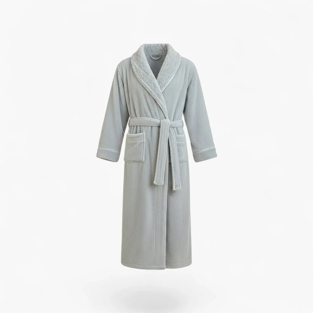 Langer Herrenbademantel – Dicker grauer Flanell