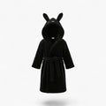 Kinder-Fleecebademantel – Schwarz mit Kapuze
