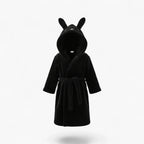 Kinder-Fleecebademantel – Schwarz mit Kapuze