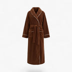 Langer Damen-Peignoir – Dickes braunes Flanell