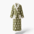 Damen-Bademantel – Grün gepunktet aus Fleece