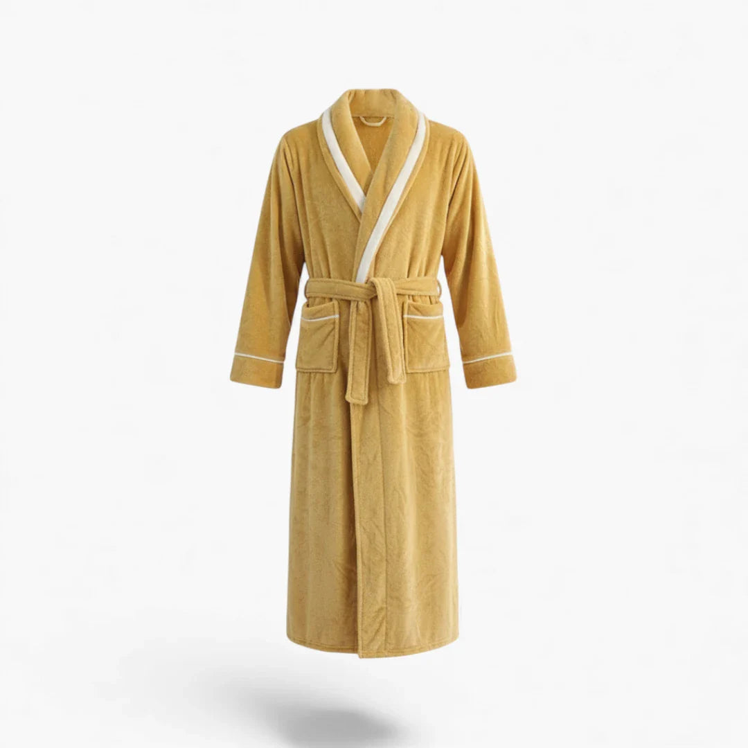 Langer Flanellbademantel für Herren – Gelb
