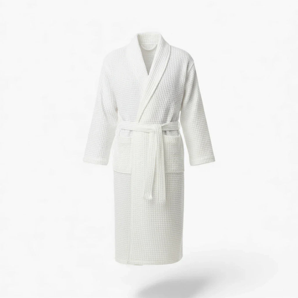 Bademantel aus Baumwolle – Weißer Wabenprint