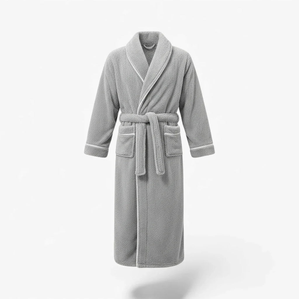 Herrenbademantel – Lang, dick, Grau
