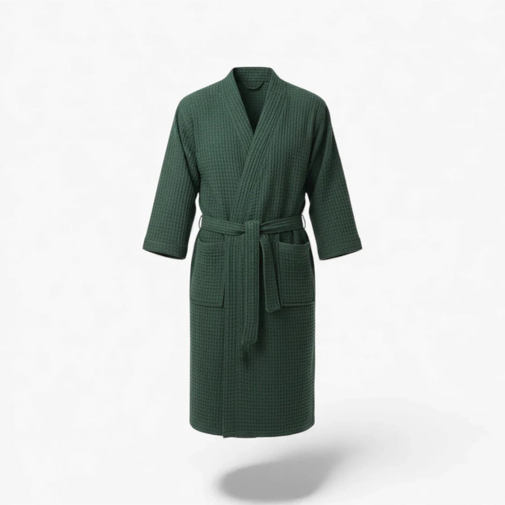 Bademantel aus Baumwolle – Wabengrün