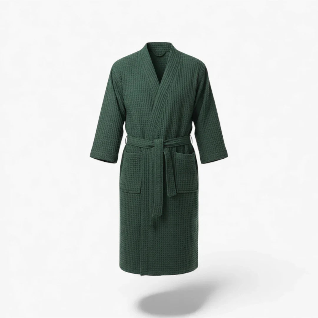Bademantel aus Baumwolle – Wabengrün