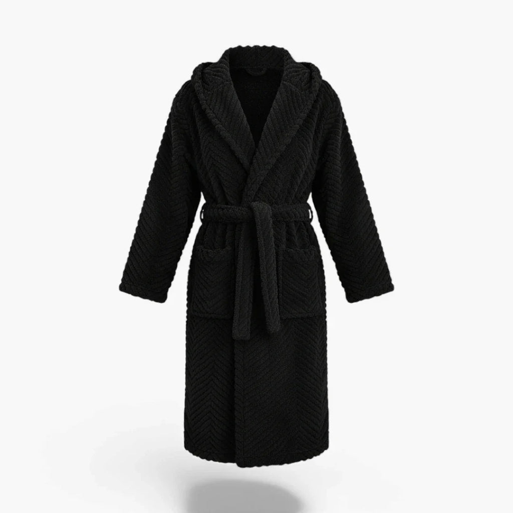 Damen-Nachtmantel – Dickes Wintermodell – Schwarz