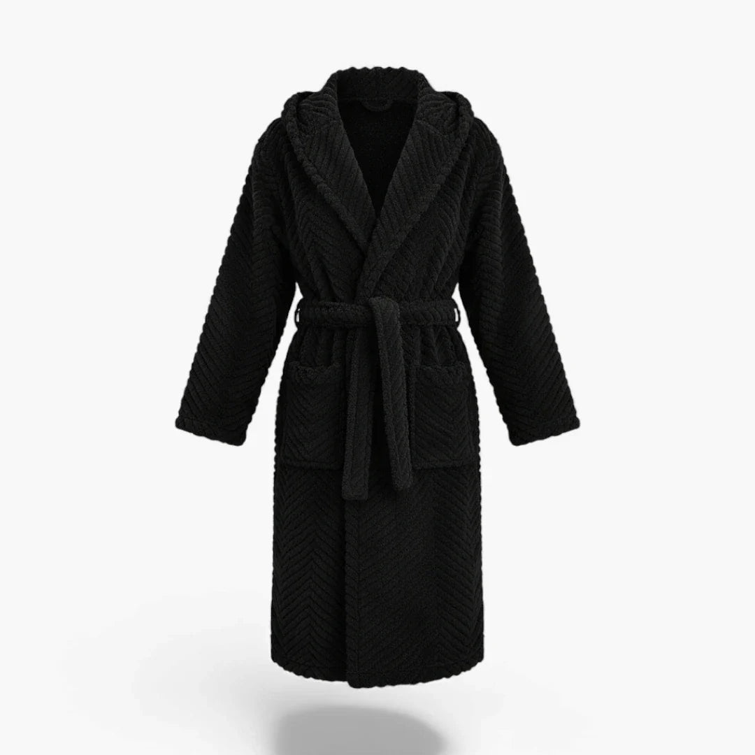 Damen-Nachtmantel – Dickes Wintermodell – Schwarz