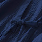 Damen-Schlafmantel aus Baumwolle – Japanischer Stil, Langer Schnitt, marineblau