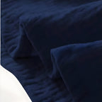 Damen-Schlafmantel aus Baumwolle – Japanischer Stil, Langer Schnitt, marineblau