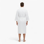 Weißer Herren-Bademantel mit quadratischem Wabenmuster