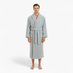 Langer Herrenbademantel – Dicker grauer Flanell
