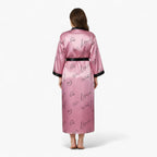 Negligé für Damen in Übergröße aus Satin – Lang Rosa mit Herzmotiv Love