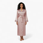 Damen-Peignoir aus Satin – Lang – Rosa