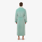 Langer Herrenbademantel – Türkisfarbener Flanell