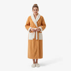 Damen-Bademantel – Lang, Orange, aus Polarfleece