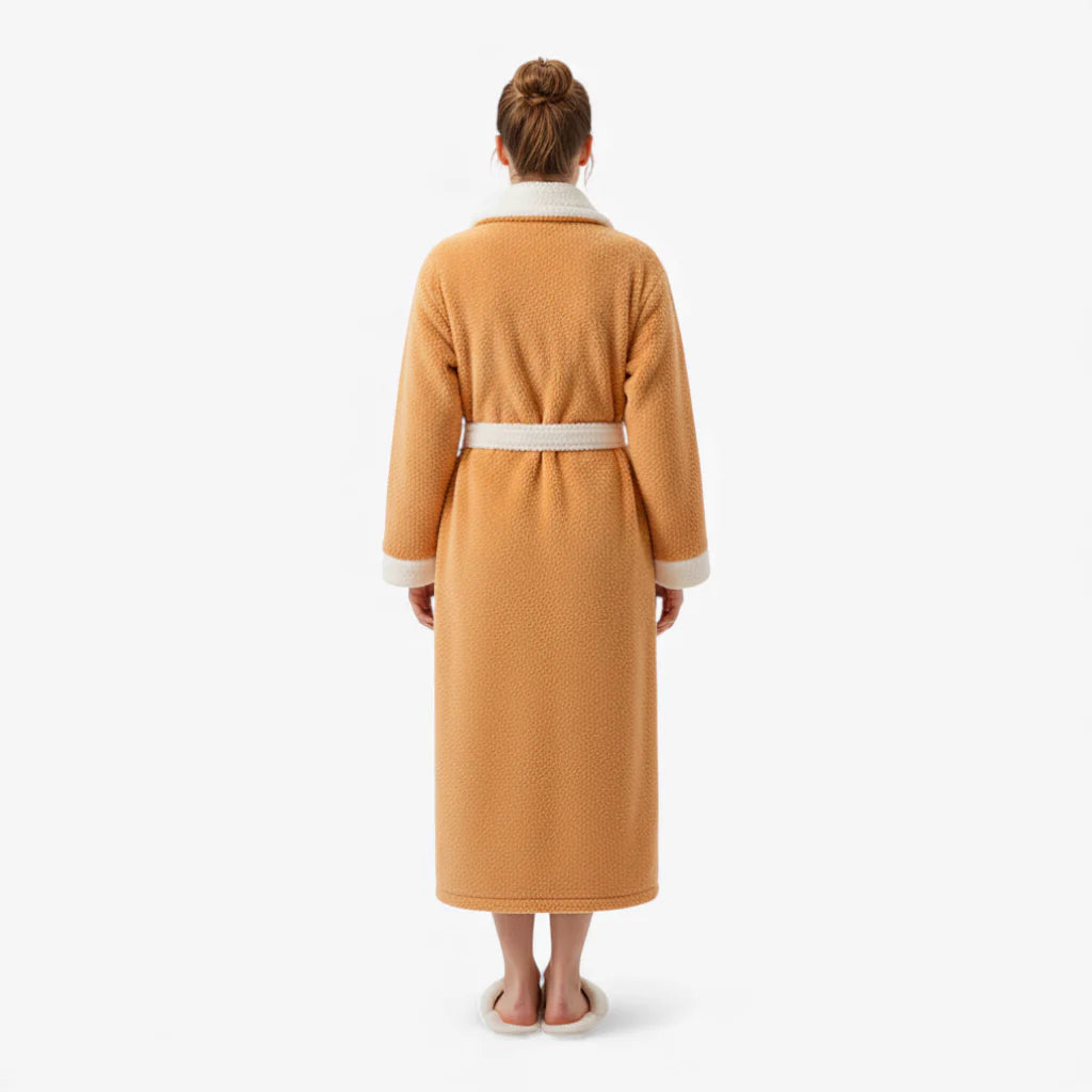 Damen-Bademantel – Lang, Orange, aus Polarfleece