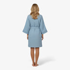 Damen-Peignoir – aus Baumwolle, hellblau, kurz