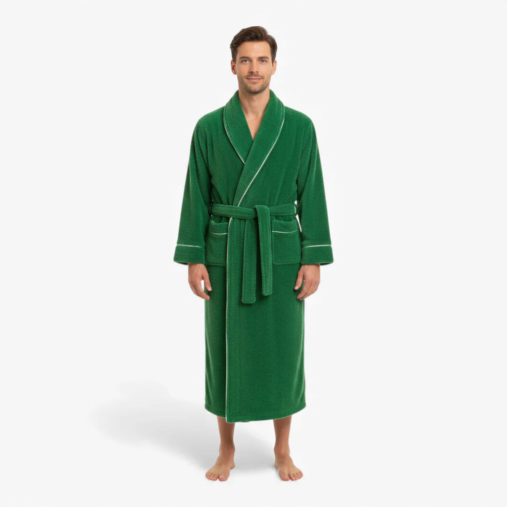Herrenbademantel – Lang, Dick, Grün