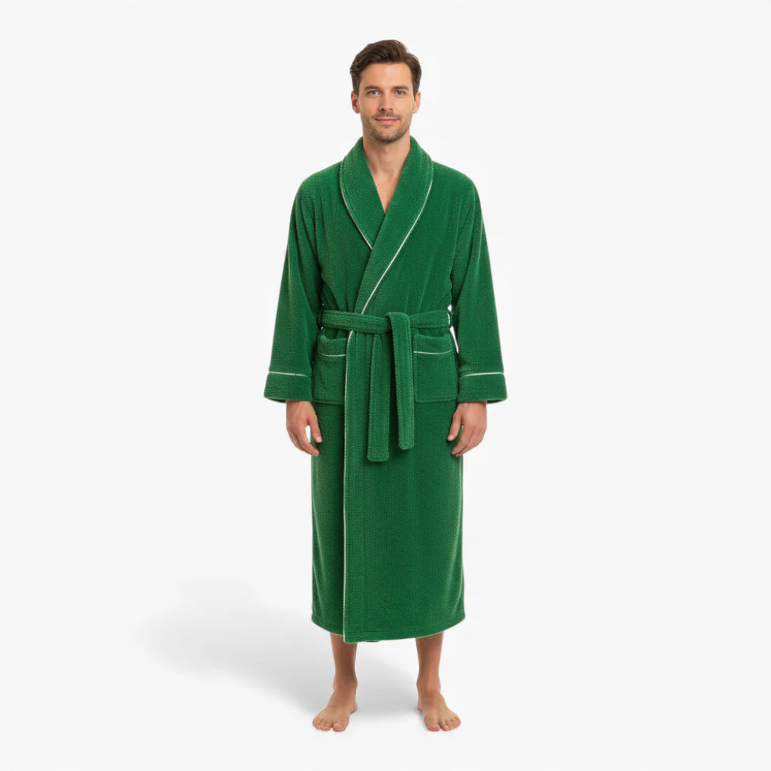 Herrenbademantel – Lang, Dick, Grün
