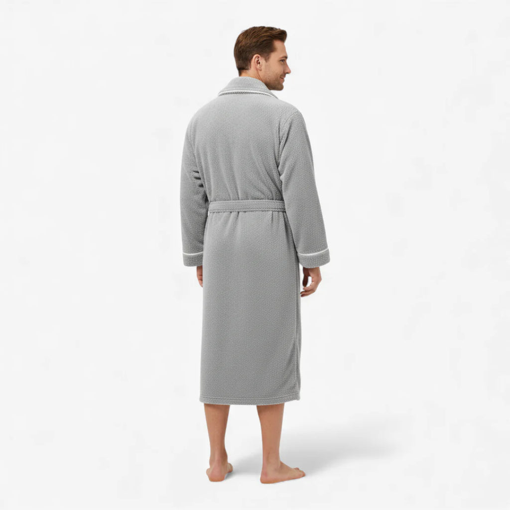 Herrenbademantel – Lang, dick, Grau