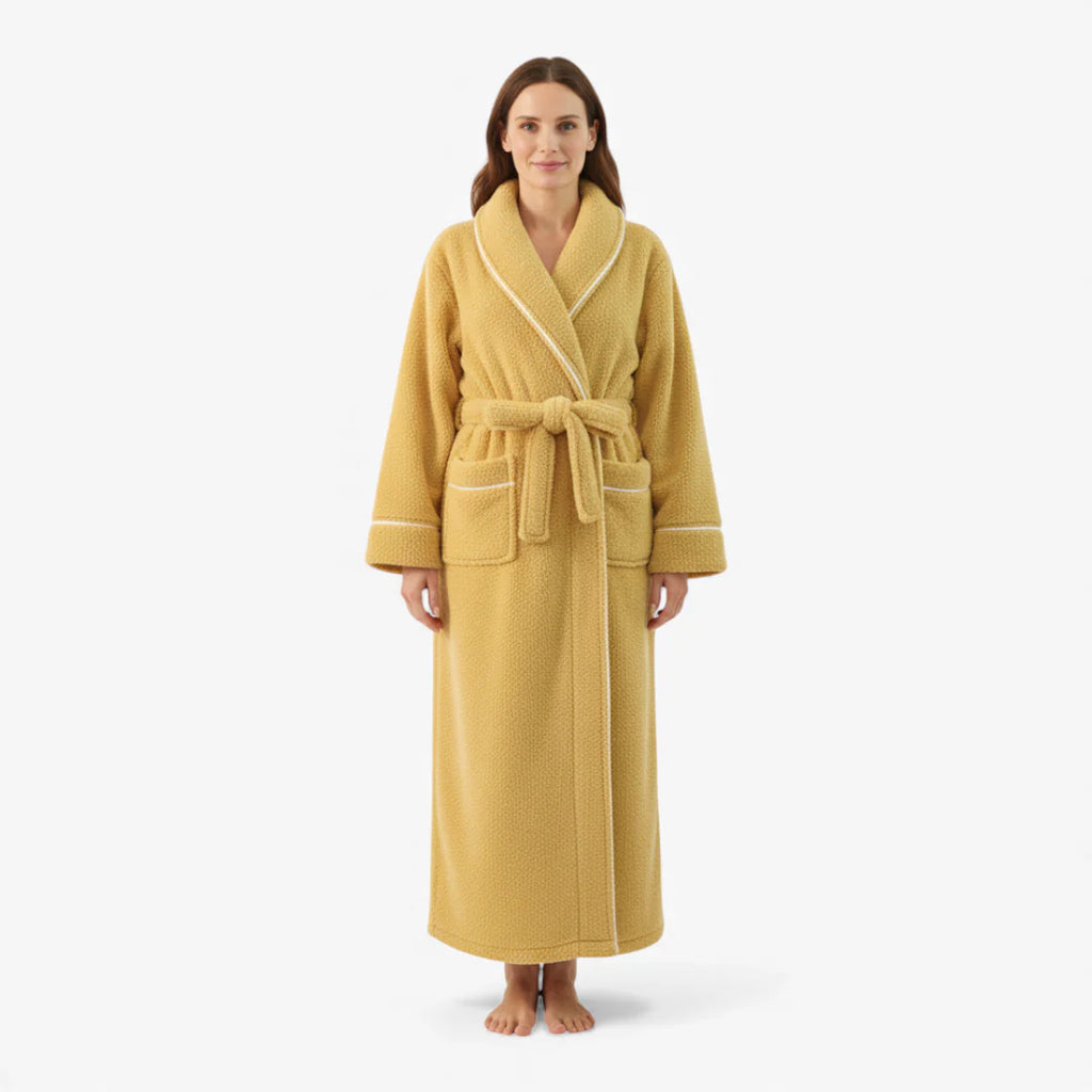 Damen-Bademantel - Lang, Gelb, Dick