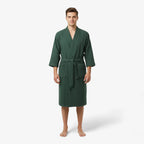 Bademantel aus Baumwolle – Wabengrün