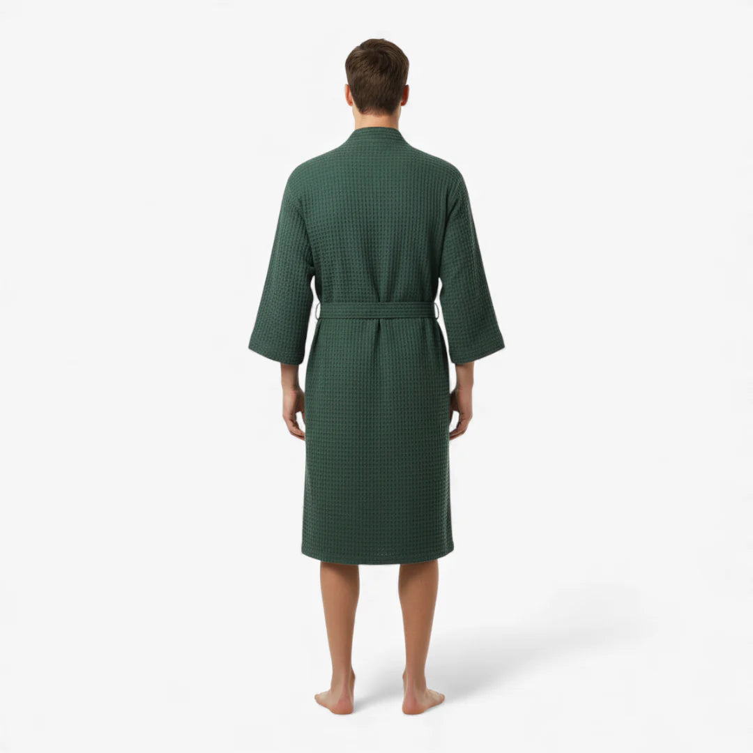 Bademantel aus Baumwolle – Wabengrün