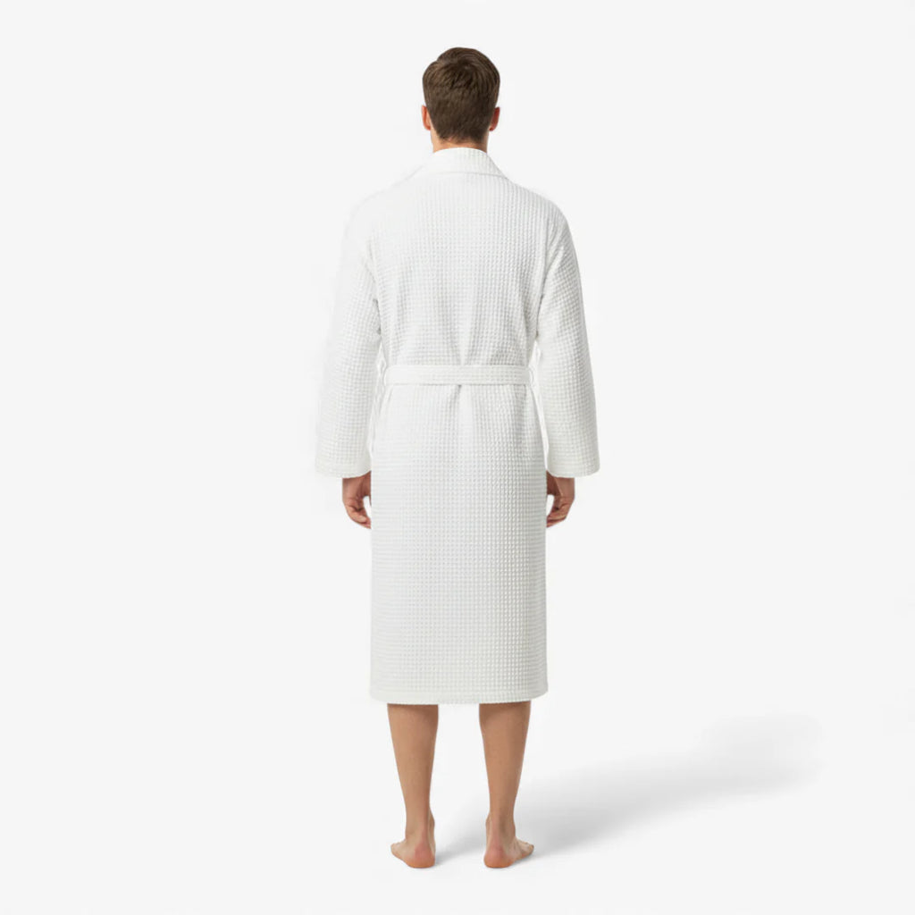 Bademantel aus Baumwolle – Weißer Wabenprint