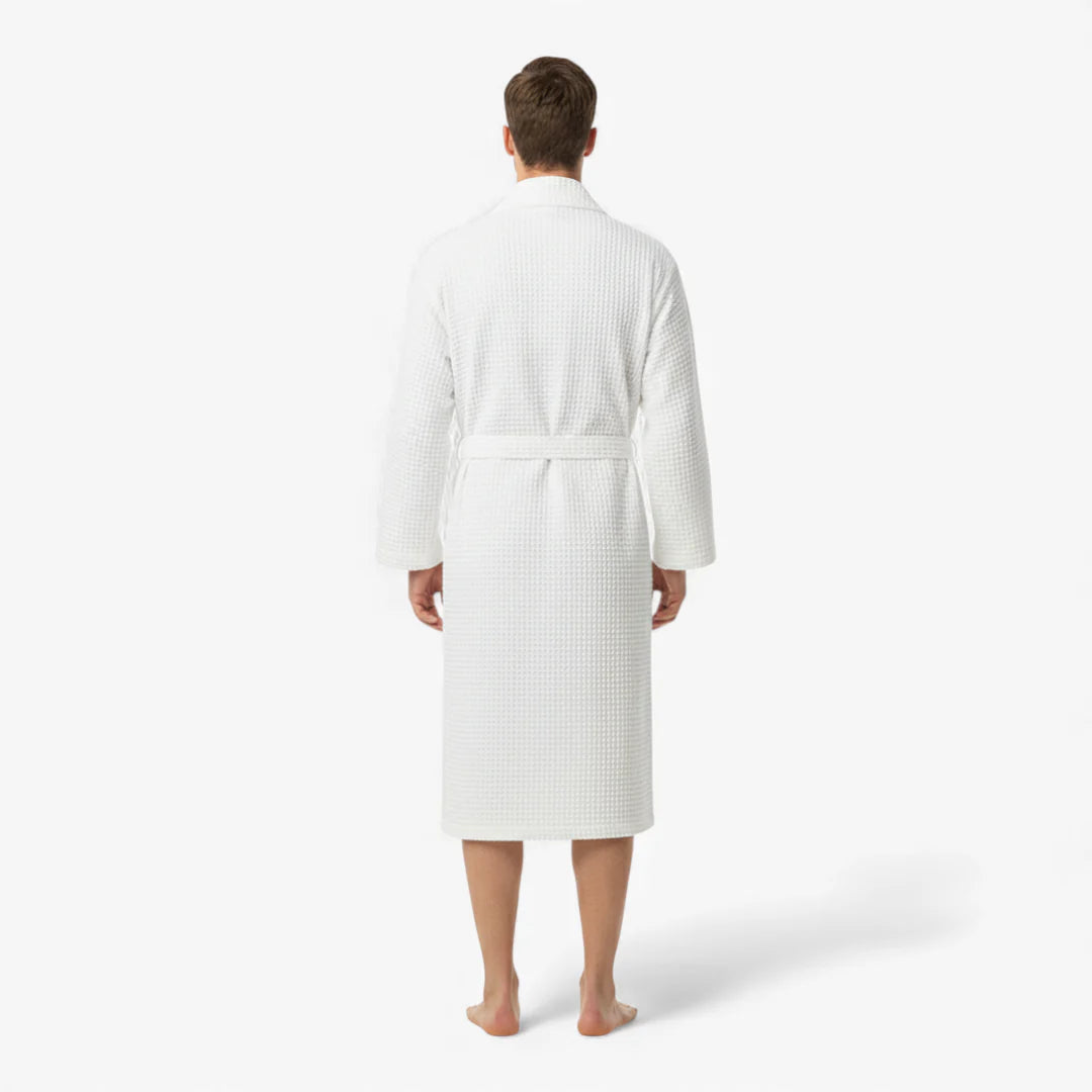 Bademantel aus Baumwolle – Weißer Wabenprint