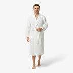 Bademantel aus Baumwolle – Weißer Wabenprint