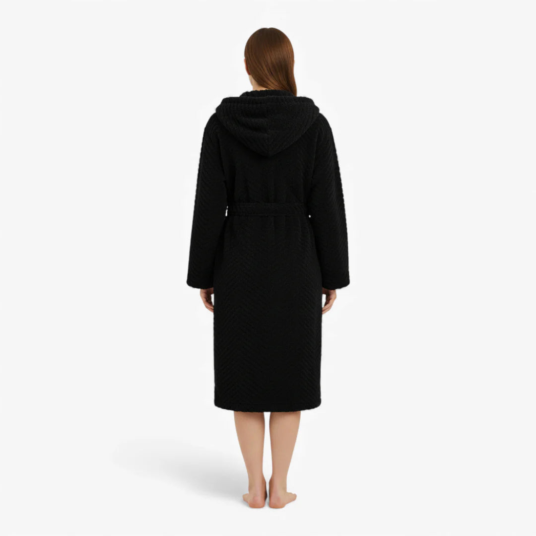 Damen-Nachtmantel – Dickes Wintermodell – Schwarz