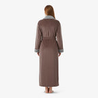 Damen-Winter-Bademantel – Lang, Braun, aus Flanell