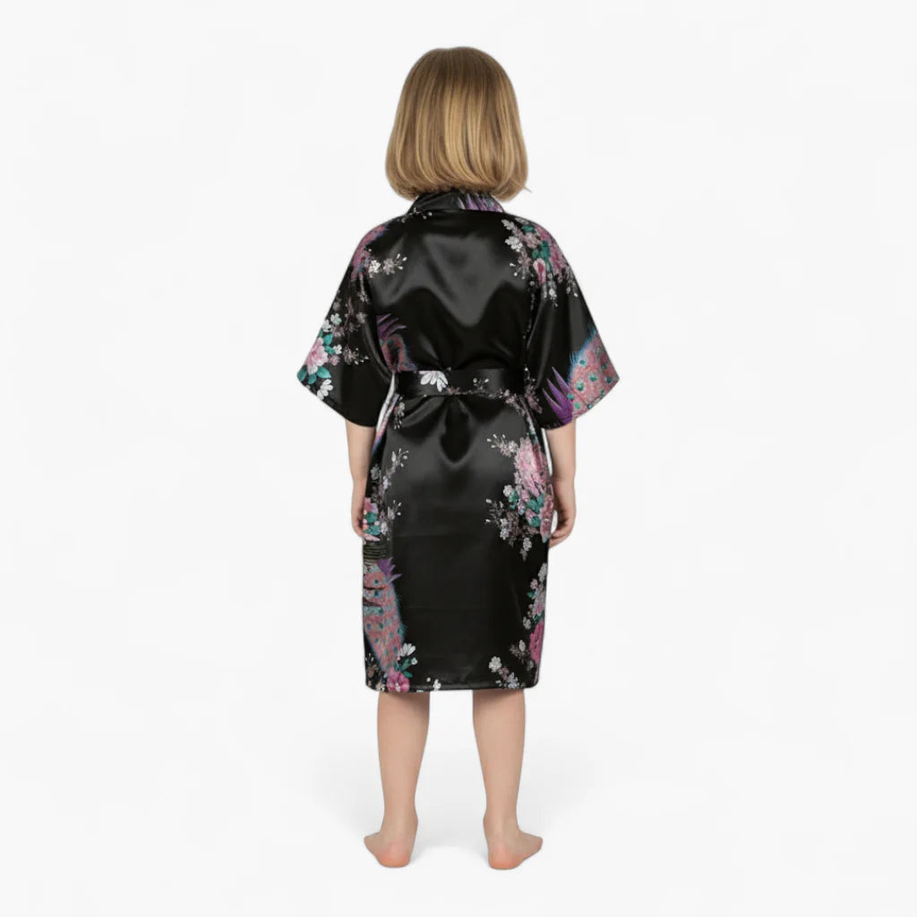 Satin-Bademantel mit Blumenmuster für Mädchen