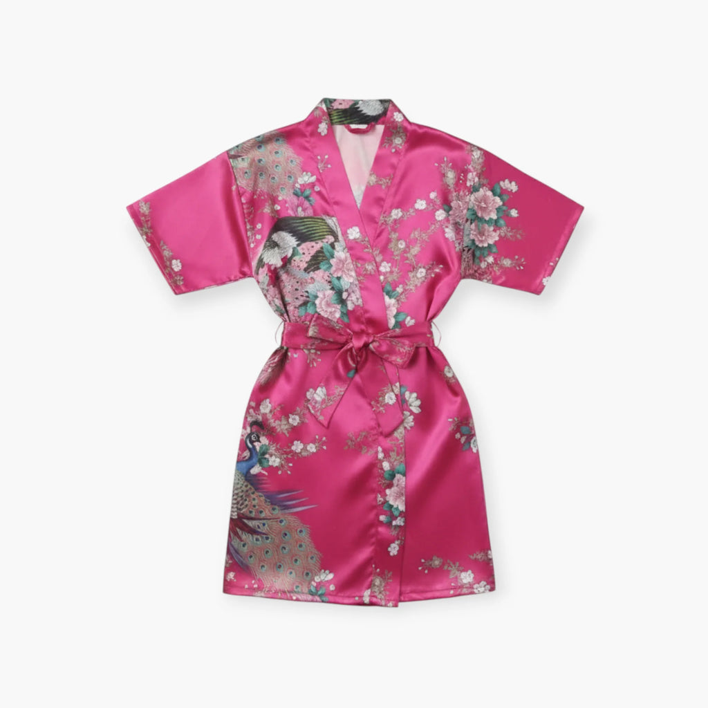 Satin-Bademantel mit Blumenmuster für Mädchen