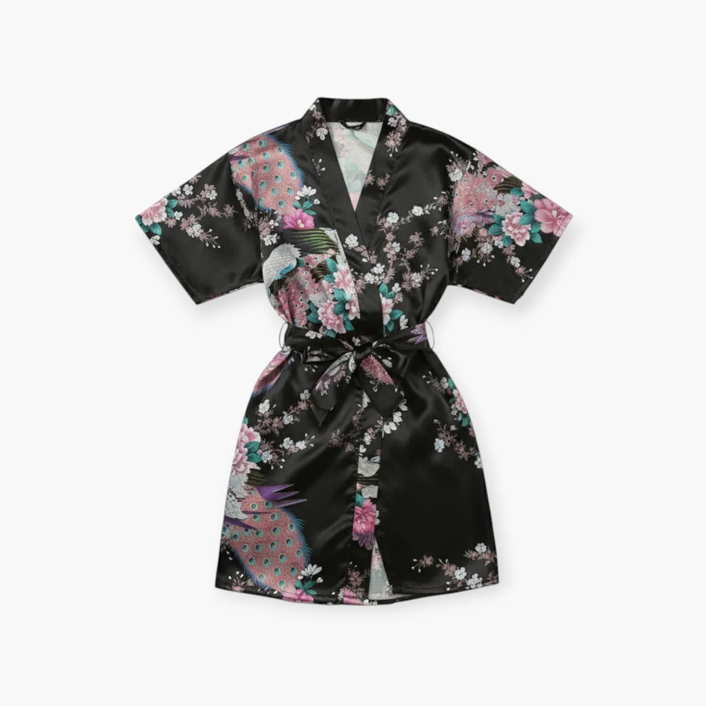 Satin-Bademantel mit Blumenmuster für Mädchen