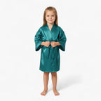 Klassischer blauer Satin-Bademantel für Mädchen