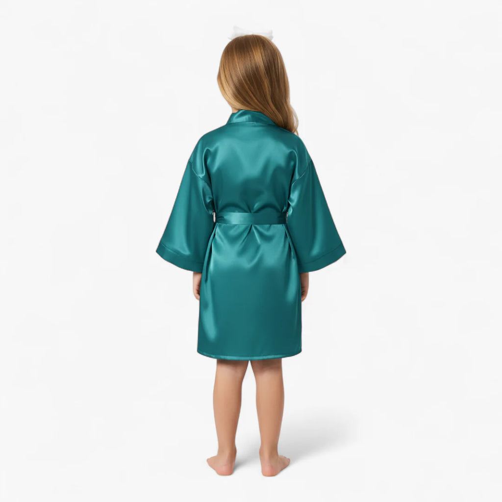 Klassischer blauer Satin-Bademantel für Mädchen