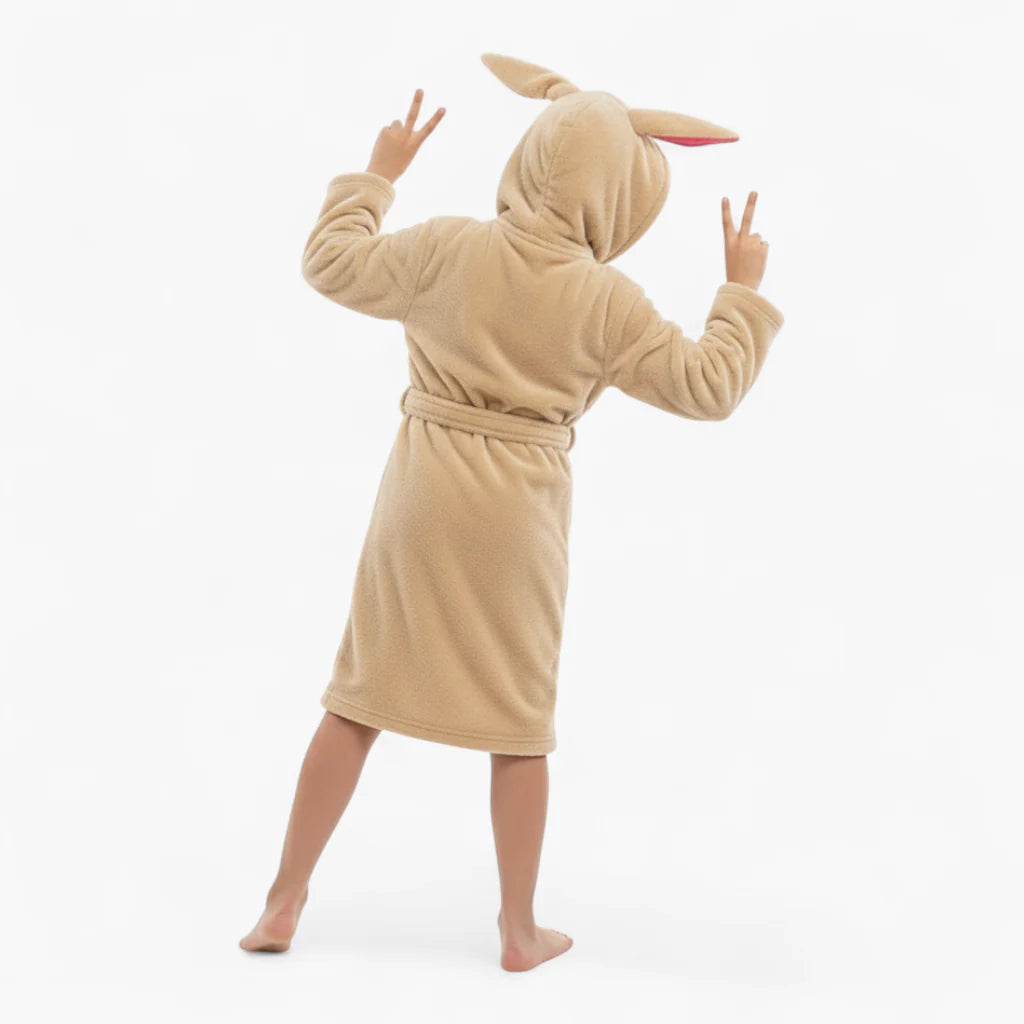 Kinder-Fleecebademantel mit Hasenmotiv