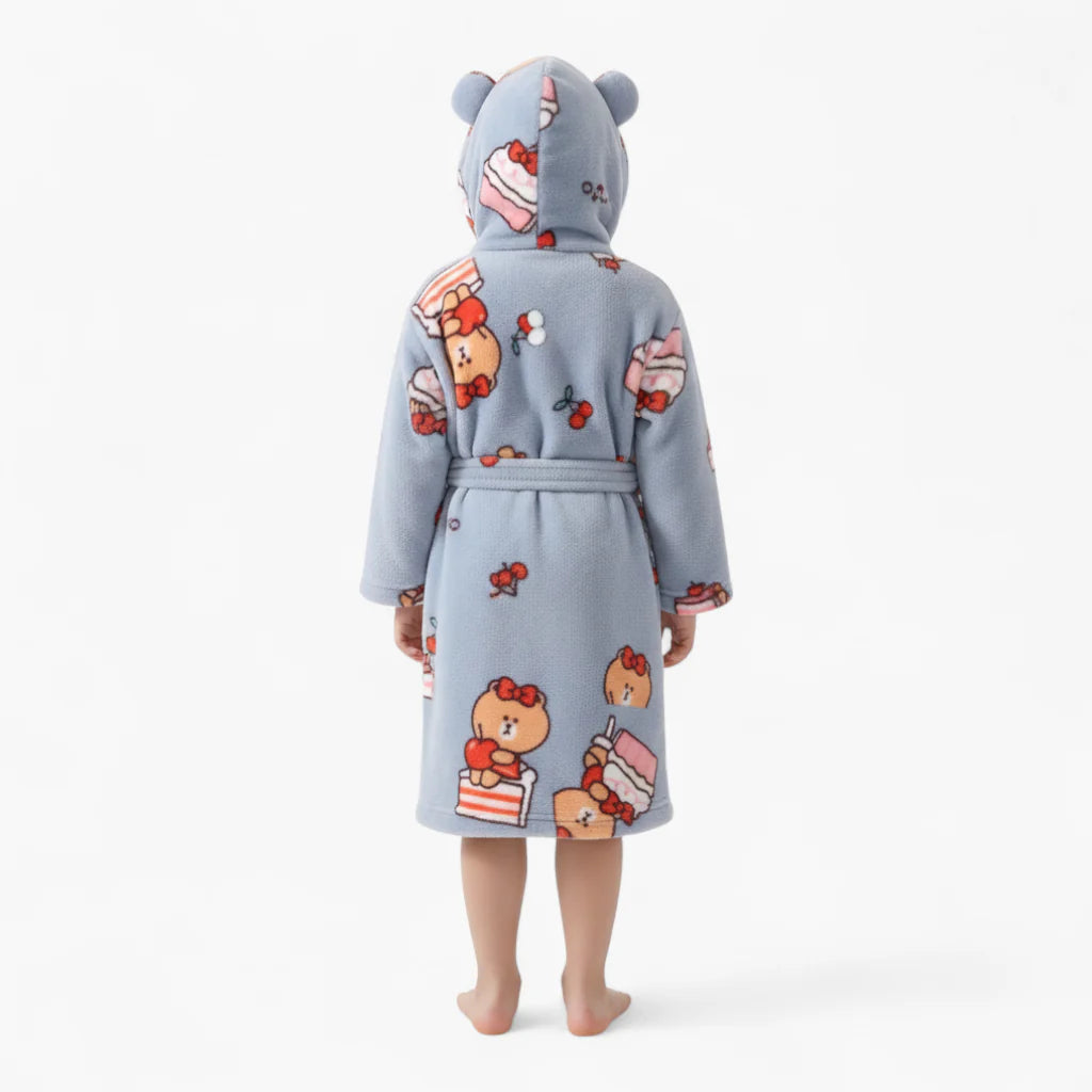 Kinder-Fleecebademantel mit Bärenmotiv