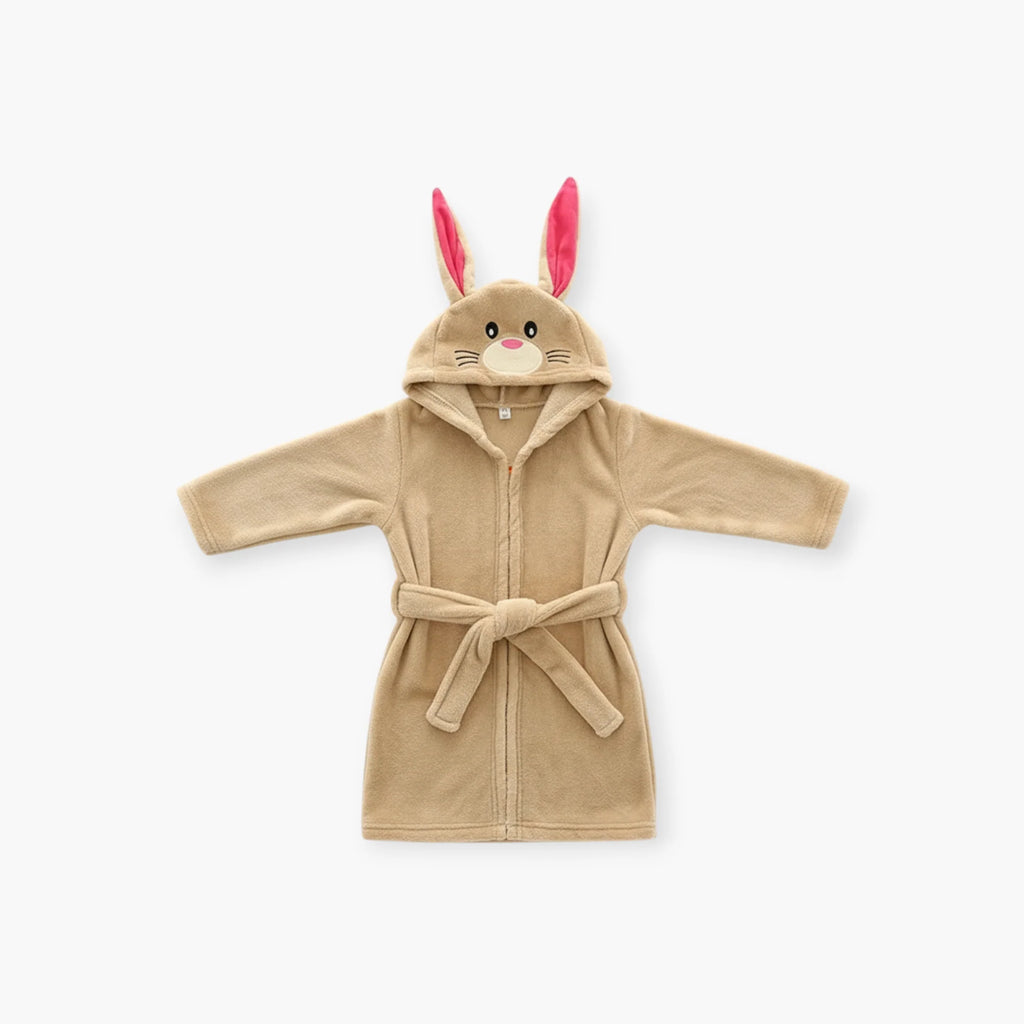 Kinder-Fleecebademantel mit Hasenmotiv
