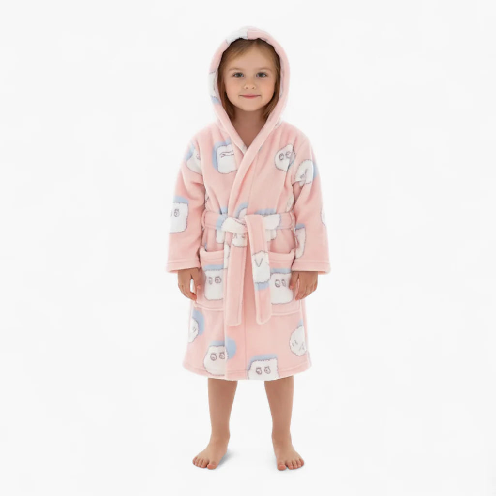 Rosa Fleece-Bademantel für Kinder