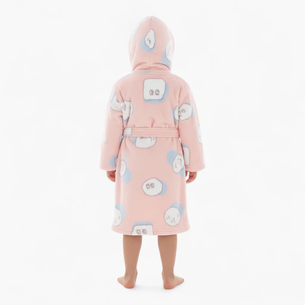 Rosa Fleece-Bademantel für Kinder