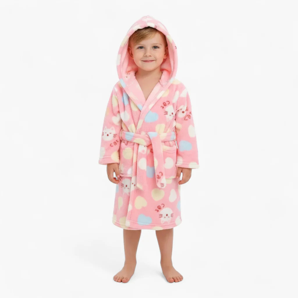 Kinderbademantel mit Katzenmotiv