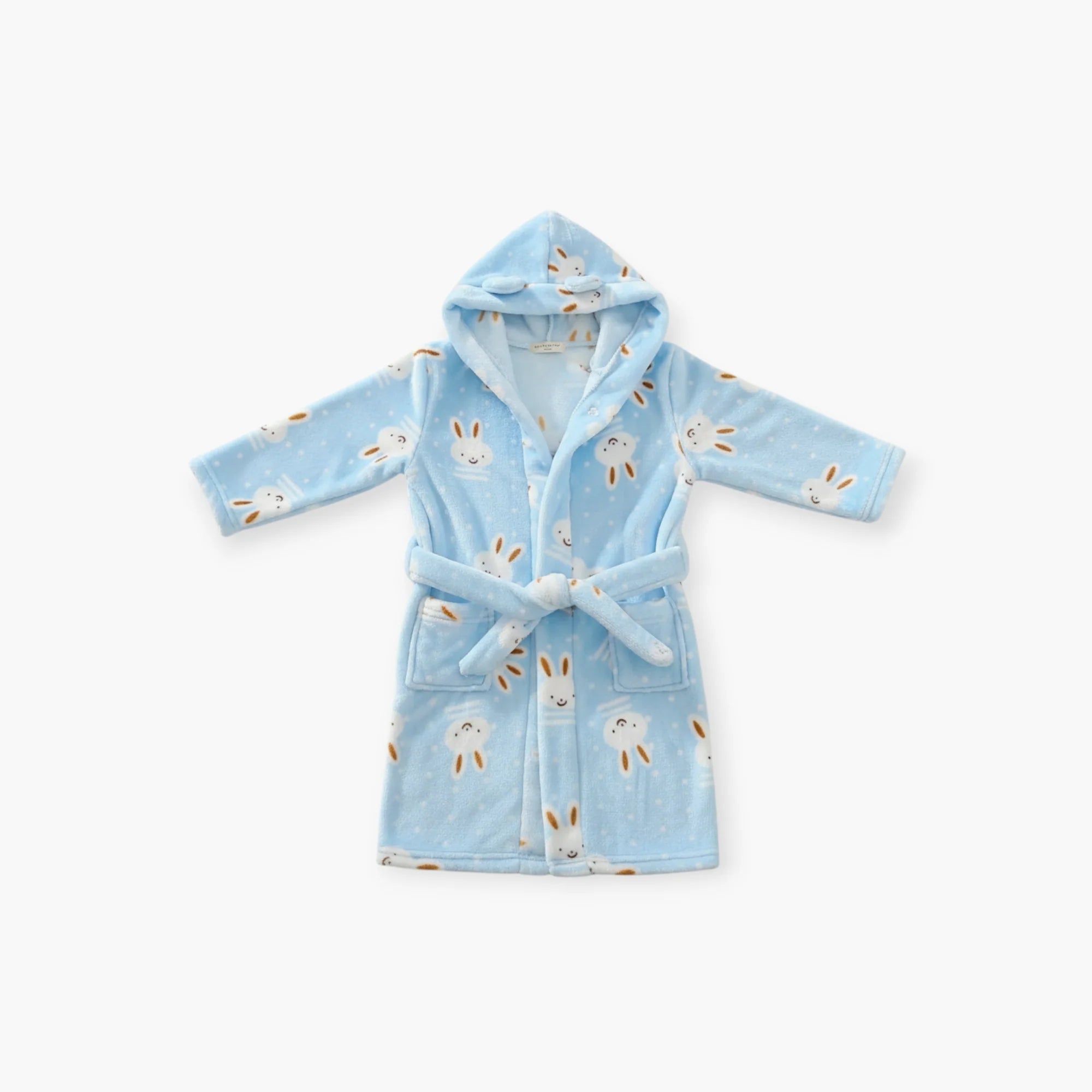 Kinder-Fleecebademantel mit blauem Hasenmotiv