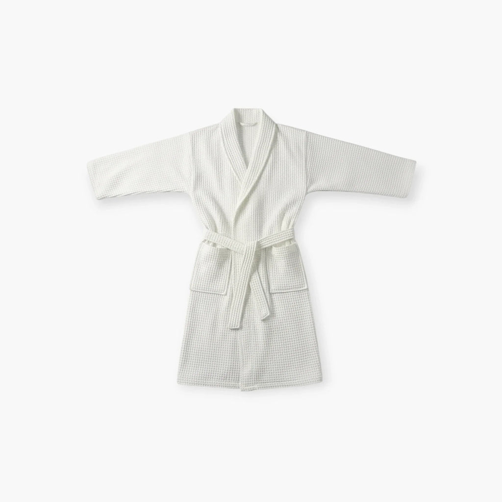 Bademantel aus Baumwolle – Weißer Wabenprint