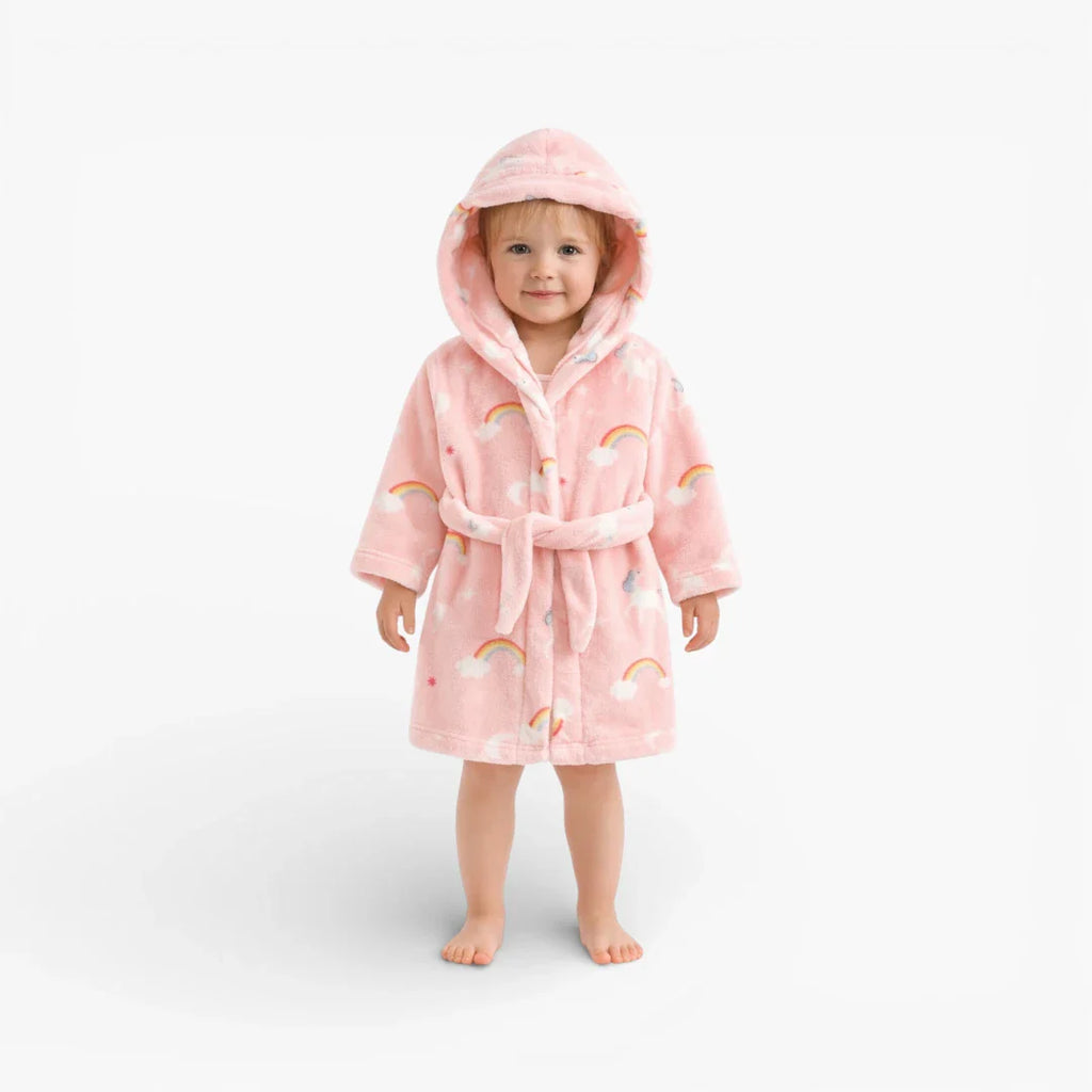 Regenbogenfarbener Fleece-Kinderbademantel